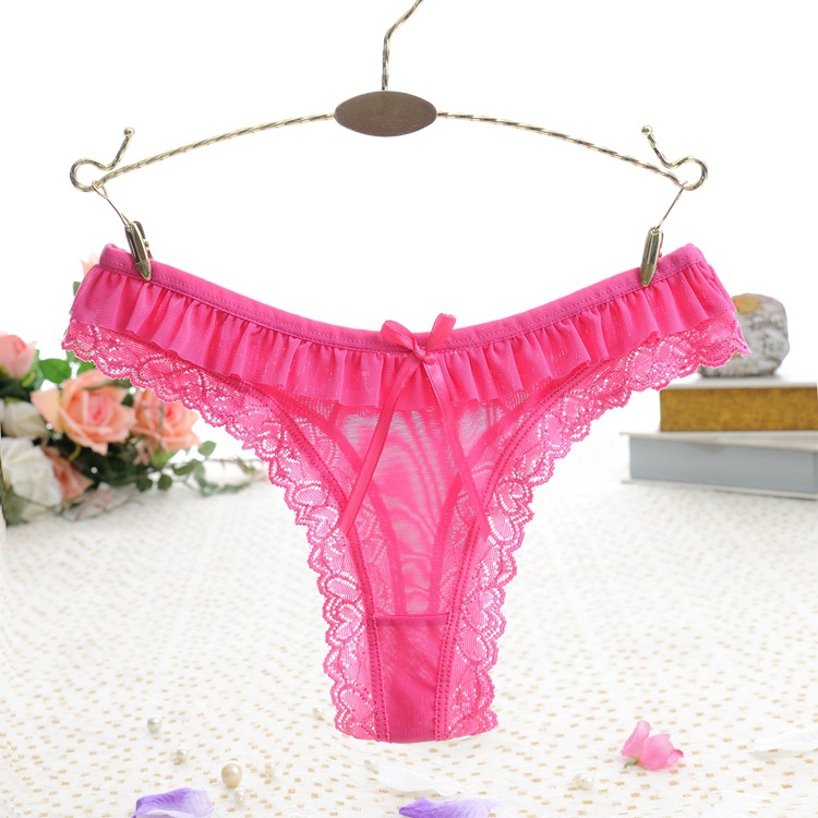 Combo 2 quần lót nữ, quần lọt khe, quần lót tam giác ren lưới xuyên thấu sexy, đính nơ xinh xắn LYEQ052