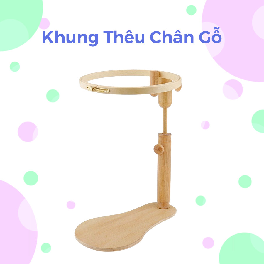 Khung Thêu Chân Gỗ Điều Chỉnh Được Độ Cao Tiện Lợi