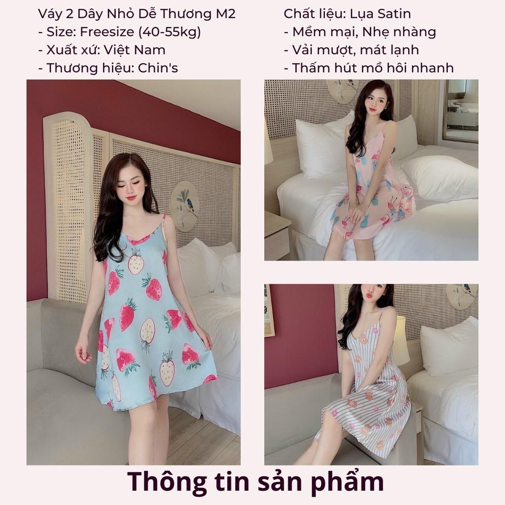 Váy 2 Dây Nhỏ Dễ Thương M2 Chất Satin Chin's - Awi Sleepwear