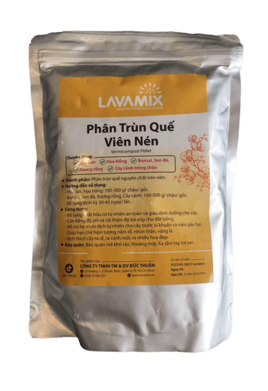 Phân hữu cơ trùn quế viên nén Lavamix chuyên dùng cho hoa Lan - hoa Hồng và các loại cây kiểng