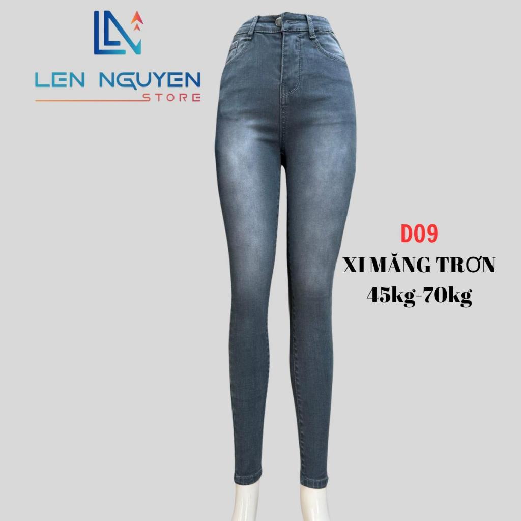 D09_Quần jean nữ, dài, lưng cao, quần bò nữ dáng ôm, quần rin nữ có big size, cho 42kg đến 75kg,LEN NGUYEN STORE - Rách Xi Măng