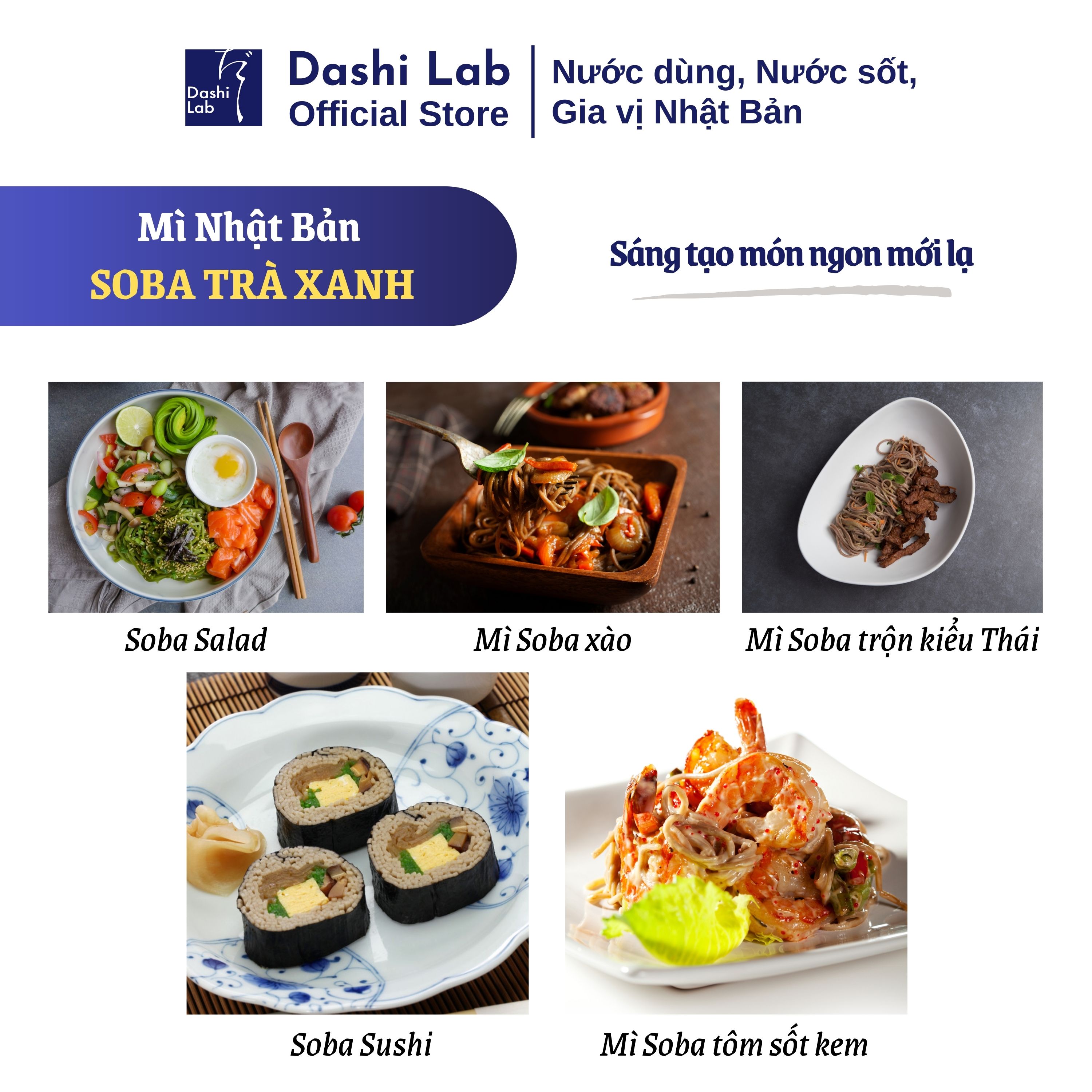 Combo Nước Dùng HAPPO DASHI Nhật Bản DASHI LAB 340g Và 1 Gói MÌ SOBA MATCHA 200g Hương Vị Truyền Thống Đậm Đà