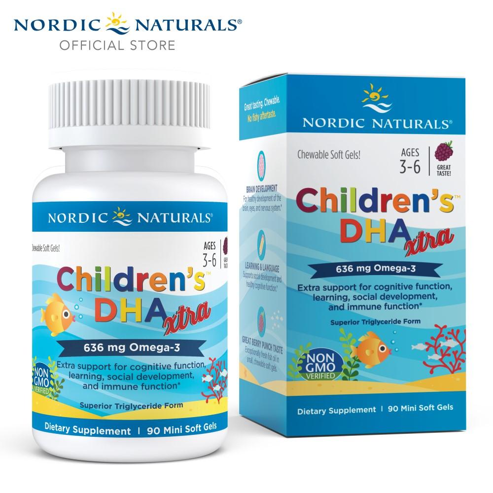 Viên Nhai Nordic Naturals Bổ Sung DHA Xtra Tăng Cường Trí Não Toàn Diện Cho Trẻ Em Hương Trái Cây - Hộp 90 viên x 636mg
