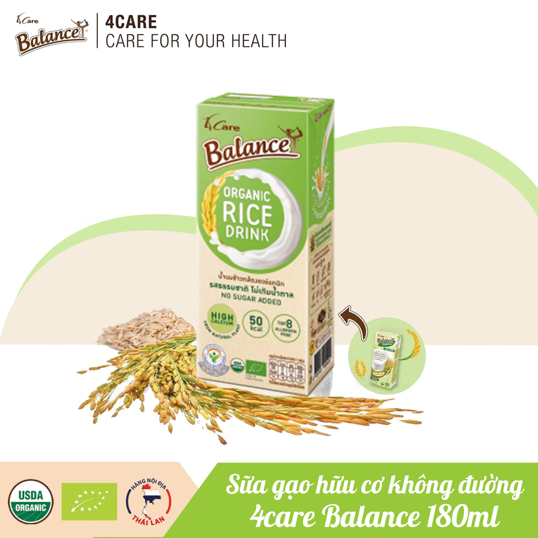 Sữa gạo hữu cơ 4Care Balance Hộp 180ml