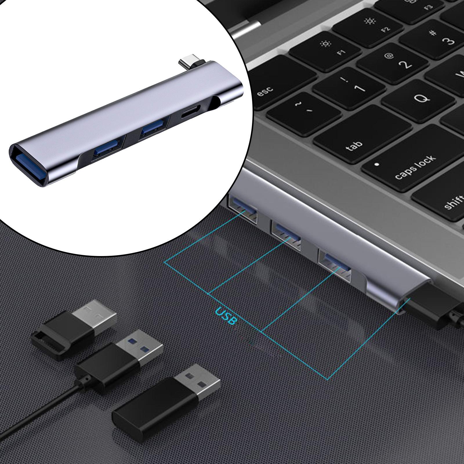 4 Ports USB C Hub Docking Station Portable Travel for Laptop Keyboard PC