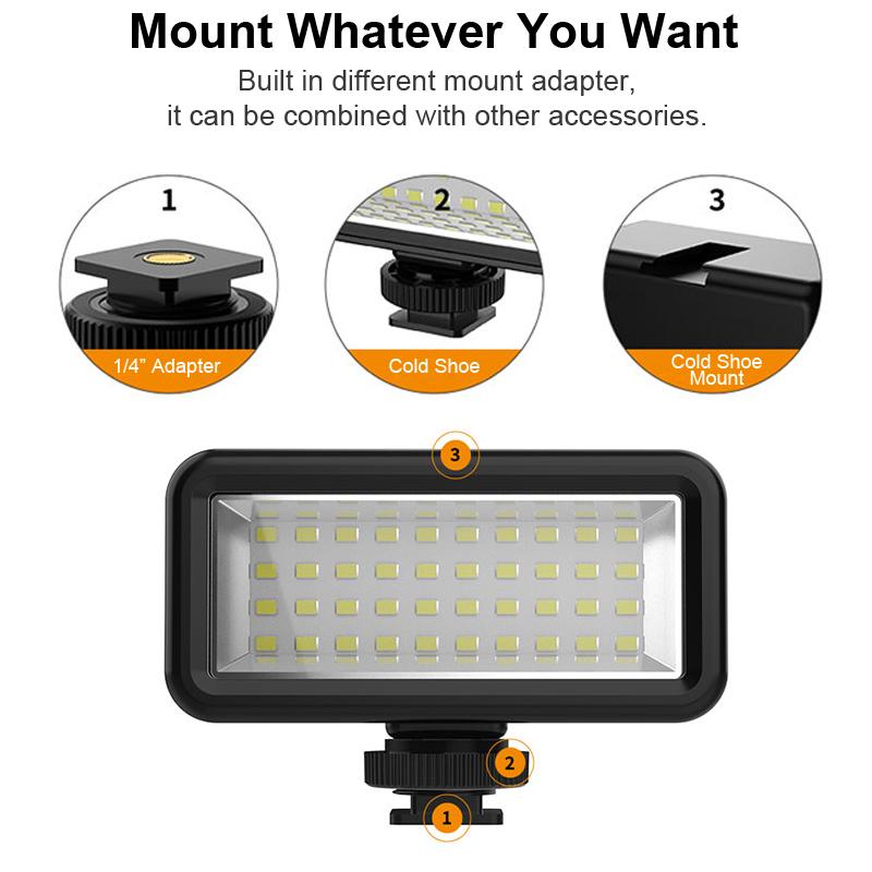 Đèn LED chống thấm Đèn chiếu sáng Đèn chiếu sáng Đèn dưới nước chiếu sáng cho GoPro 11/10 SJCAM YI DJI OSMO Điện thoại hành động điện thoại di động