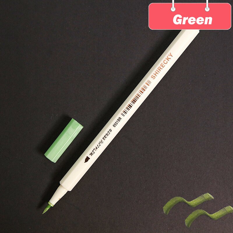 Bút lông mềm cây lẻ Lalunavn 10 màu sắc đầu Brush có nhũ STA Metallic Marker Pen Drawing - A13