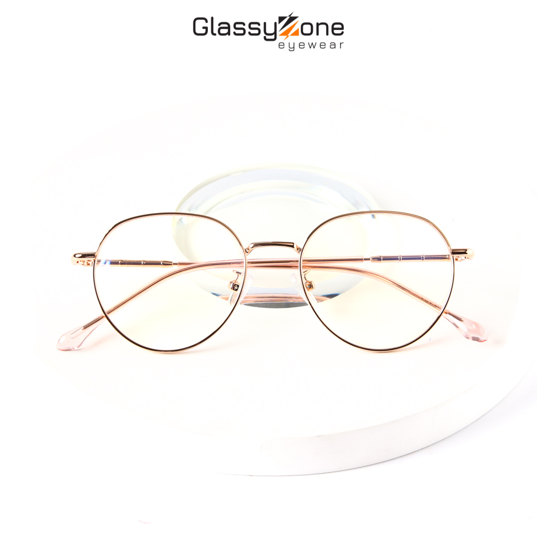 Gọng kính cận, Mắt kính giả cận kim loại Form tròn Unisex Nam Nữ Gaines - GlassyZone