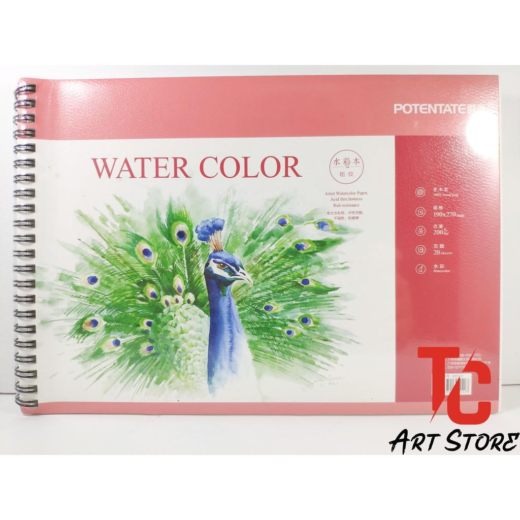 Sổ vẽ màu Nước Con Công POTENTATE 200gsm A3, A4, A5 - Vân Nổi ROUGH, 20 tờ