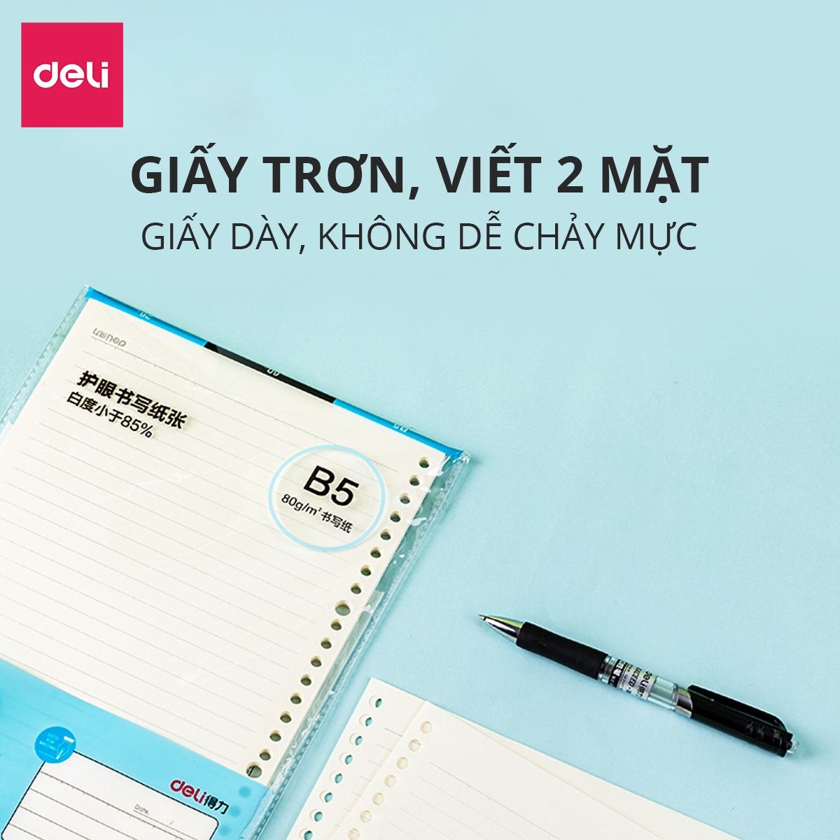 Sổ Tay A5 Deli - Bìa Cứng - Có Thể Thay Lõi Sổ - Lõi Ô Vuông/Kẻ Ngang -HA560/NA560