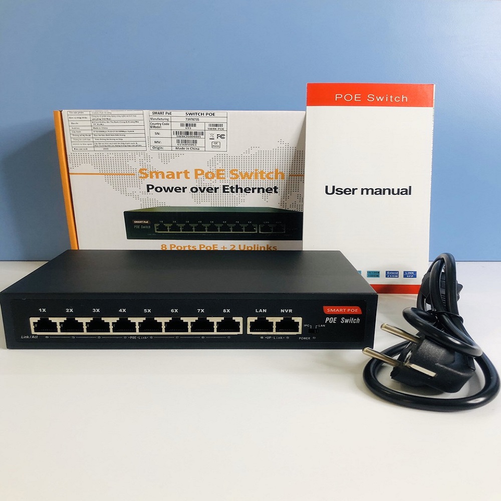 BỘ CHIA NGUỒN Smart PoE Switch 8+2 dùng cho camera IP