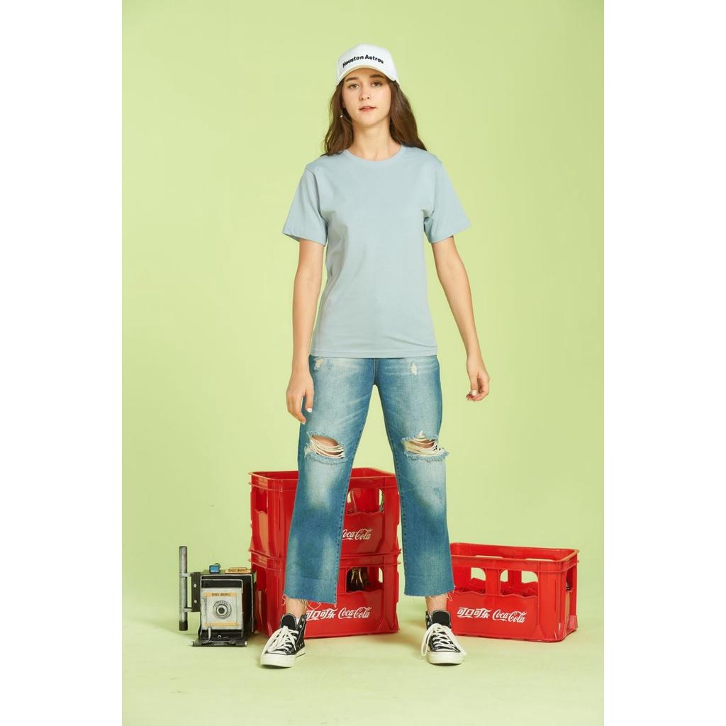 Áo thun trơn cotton 100% màu Haze Blue no1 phom ASIA Châu Á Trẻ Local Brand