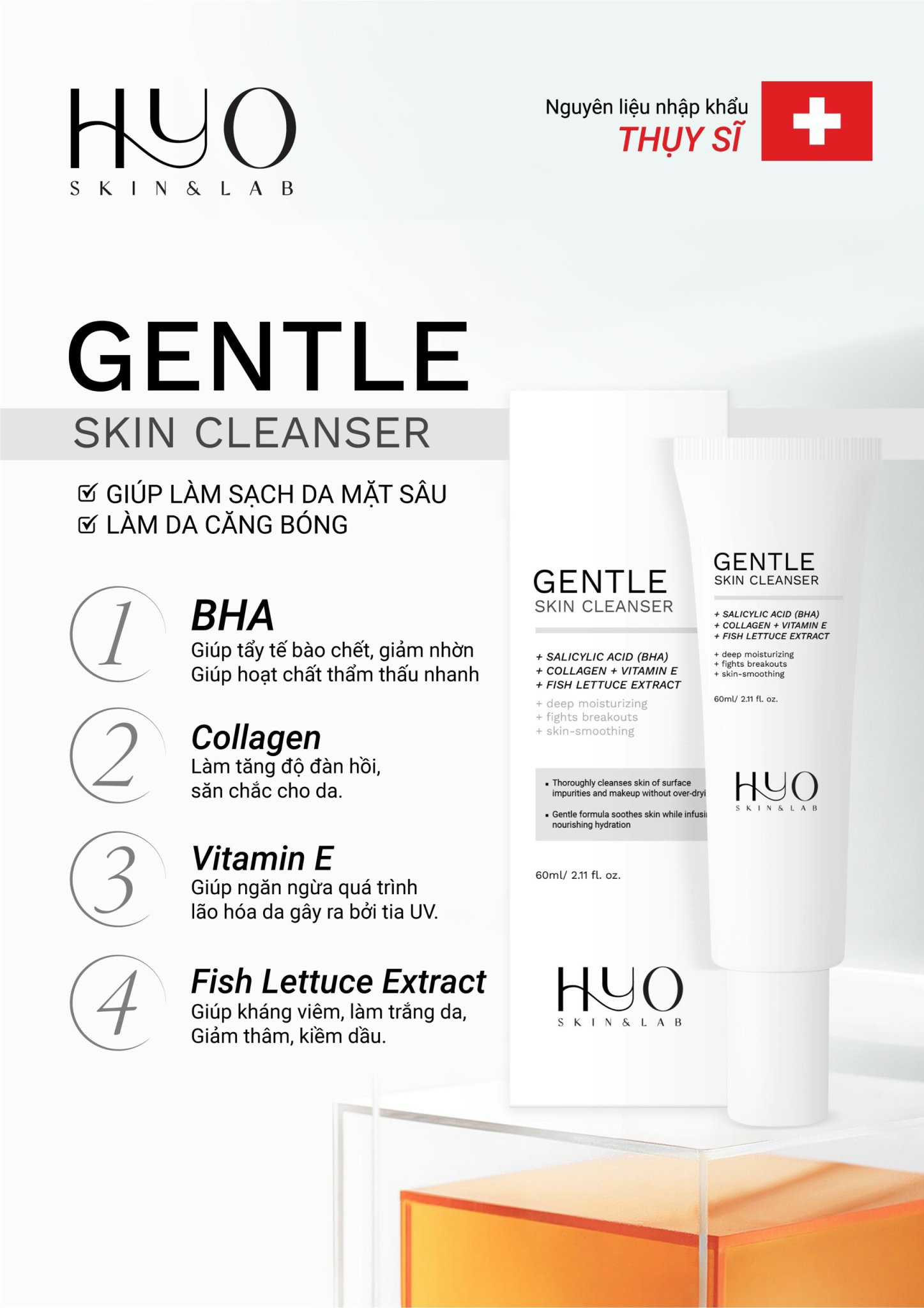 Sữa rửa mặt cao cấp HYO GENTLE 60ml - Hàn Quốc