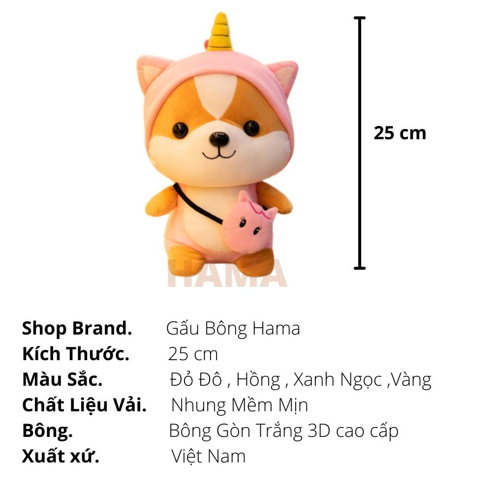 Gấu Bông Chó Shiba Cosplay Mềm Mịn Size Nhỏ 25 cm Hàng Cao Cấp