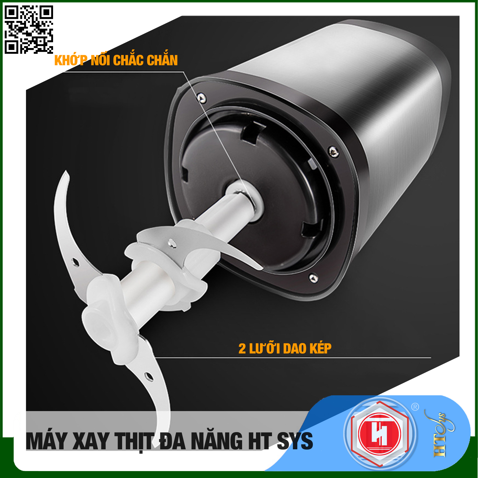 Máy Xay Thịt Gia Đình Đa Năng HT SYS (250W/2L)-Cối 2 Lít inox 304-Máy Xay Hành, Tỏi, Rau Củ ,Thịt - Hàng Nhập Khẩu