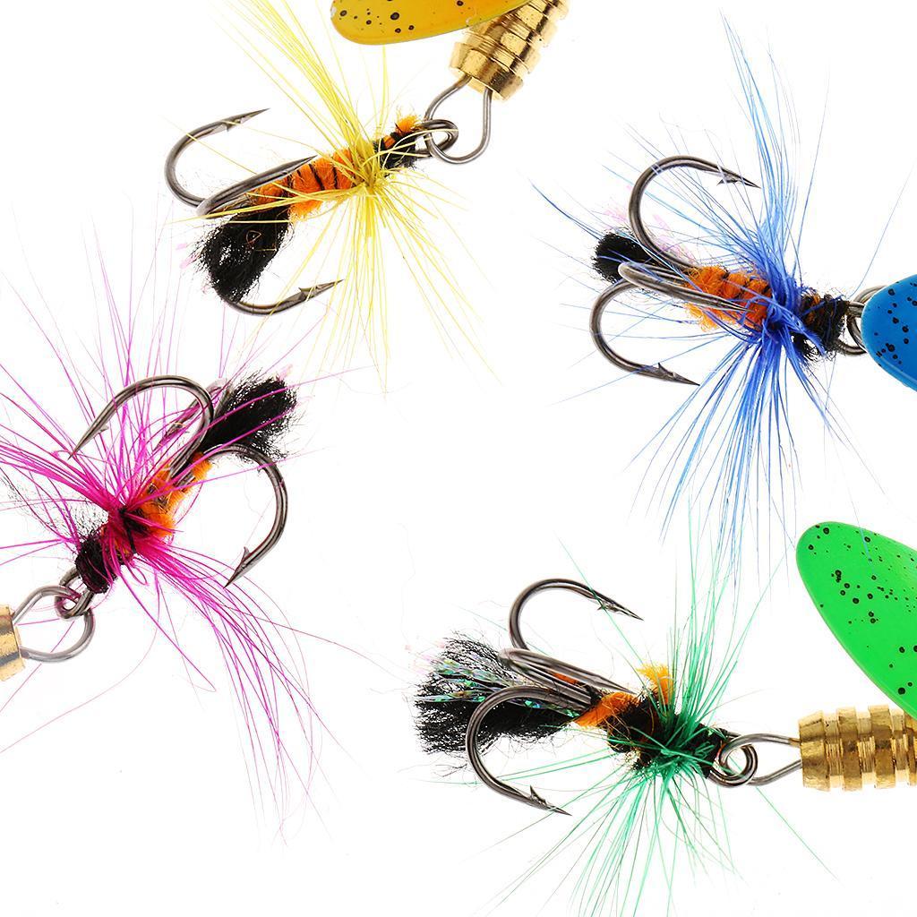 Pack of 4 Pcs Spinner Bait Fishing Lures Simulation Bait with Treble Hooks
