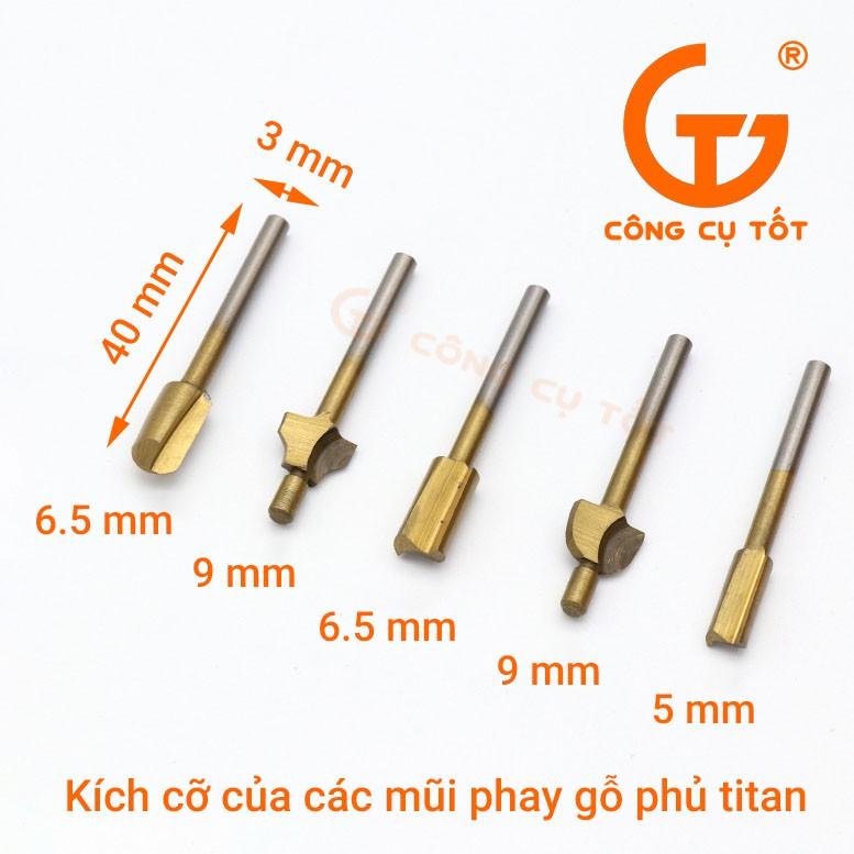 Bộ 10 mũi phay gỗ phủ Titan