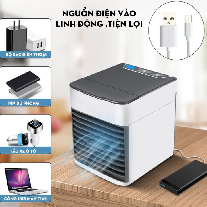 Quạt điều hòa không khí mini tiện lợi có khay để nước và đá dùng đầu sạc usb có thể di chuyển dễ dàng - Hàng chính hãng