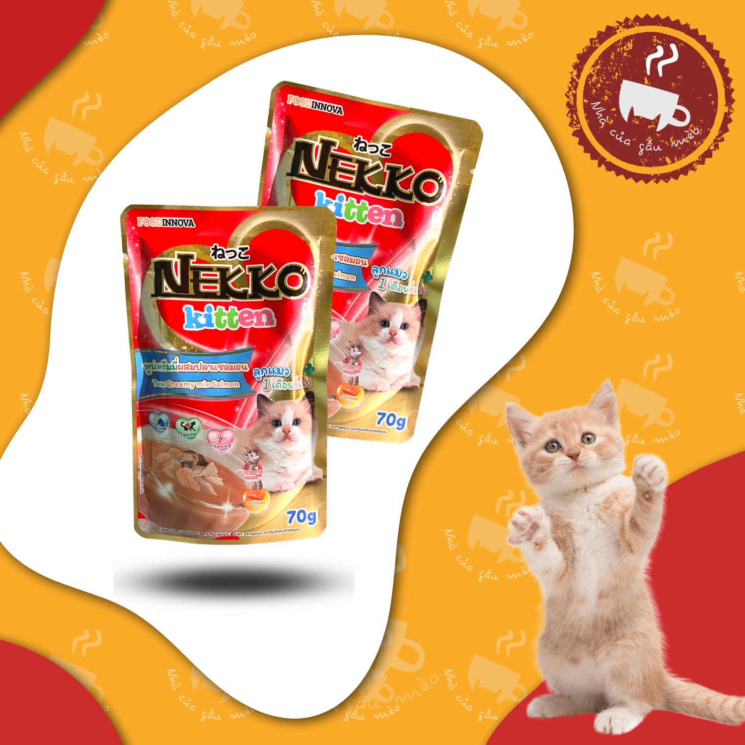 Hình ảnh Pate NEKKO Kitten creamy cho mèo con - dành cho Mèo con từ 1-12 tháng tuổi 70g (vị mới)