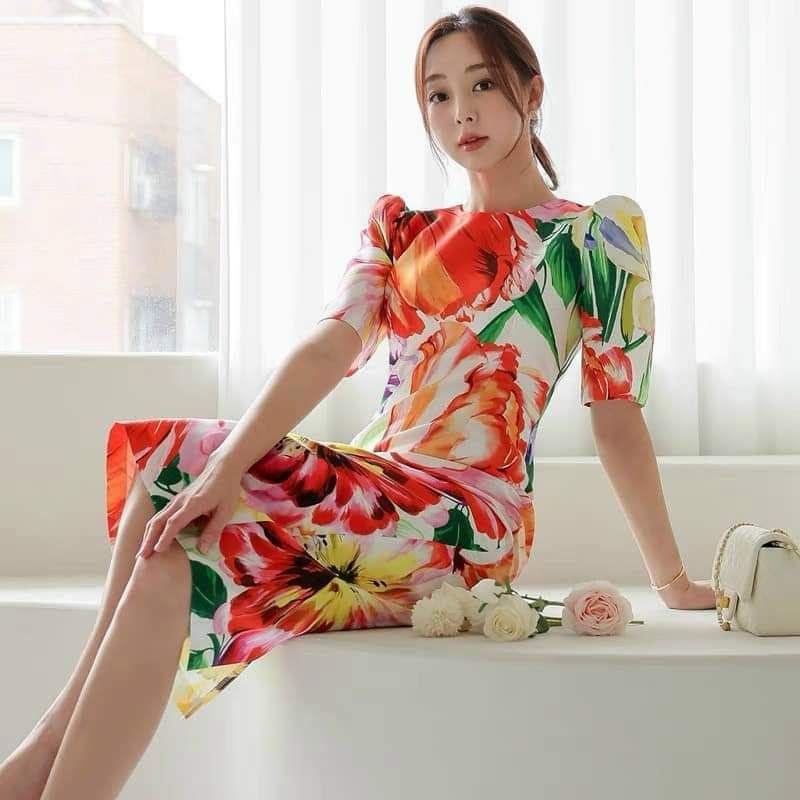 HÀNG NHẬP - ĐẦM BODY LỤA HOA