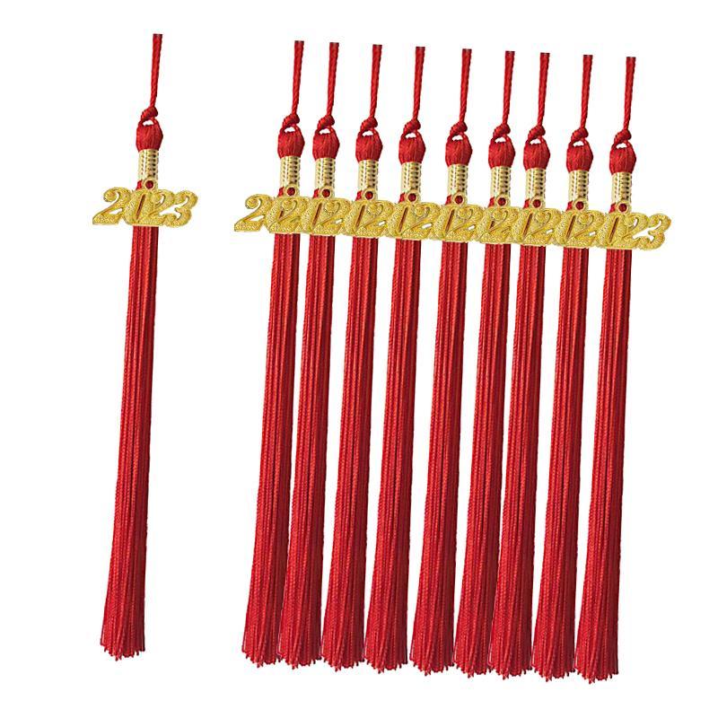 10Pcs 2023 Graduation Cap Tassels Single Color 15 inch for Party Accessories