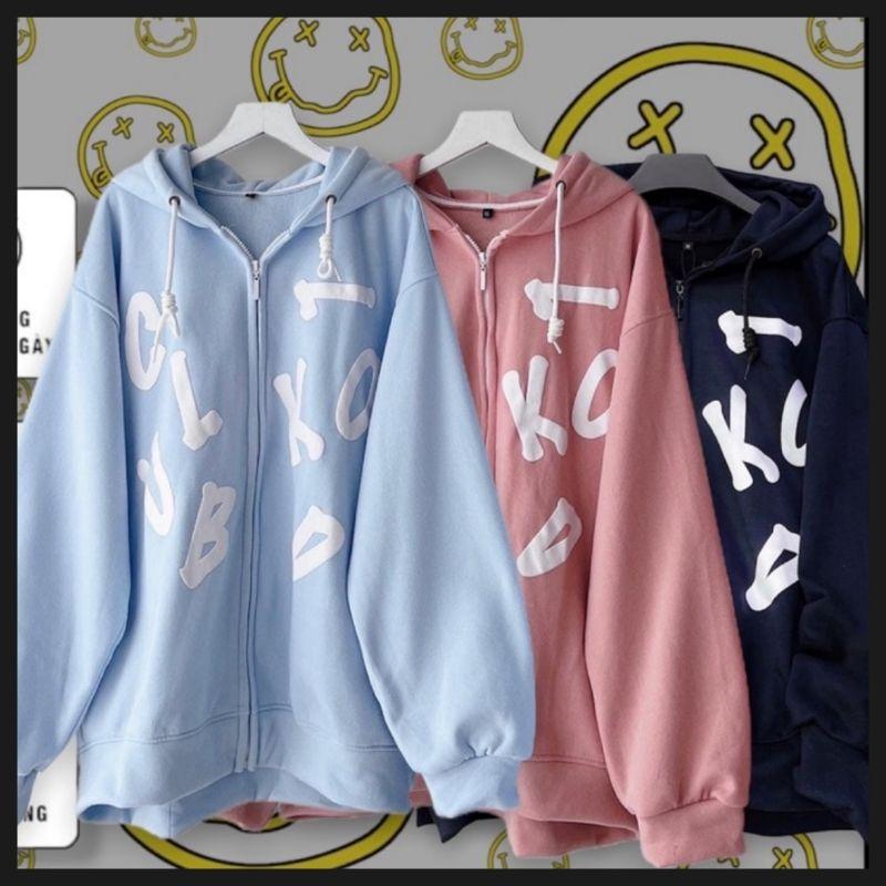 Áo hoodie CLUB KOL form rộng unisex nam nữ,nón to trùm đầu có kéo zip,mẫu áo khoác nỉ bông ulzzang