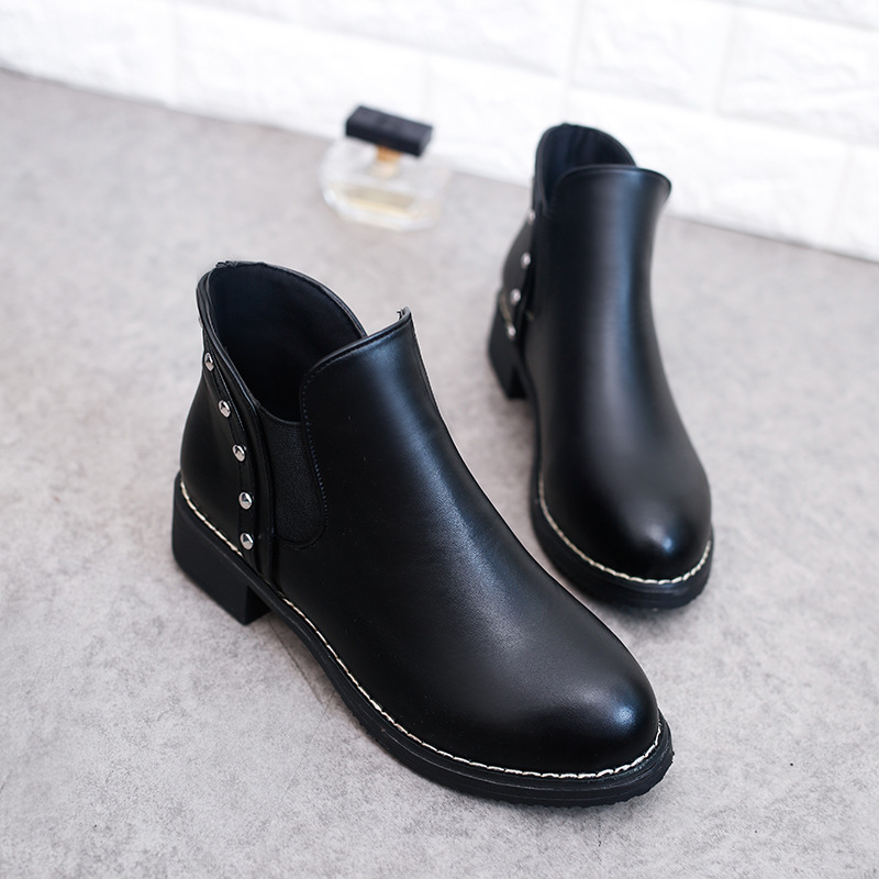 Boots da nữ thời trang mùa đông cổ ngắn đế vuông 4 phân cao cấp YF1016