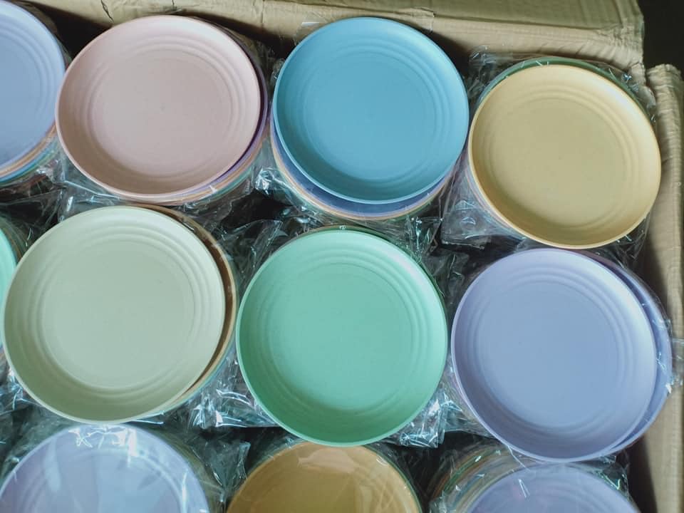 Bộ Đĩa Chất Liệu Lúa Mạch An Toàn Màu Pastel