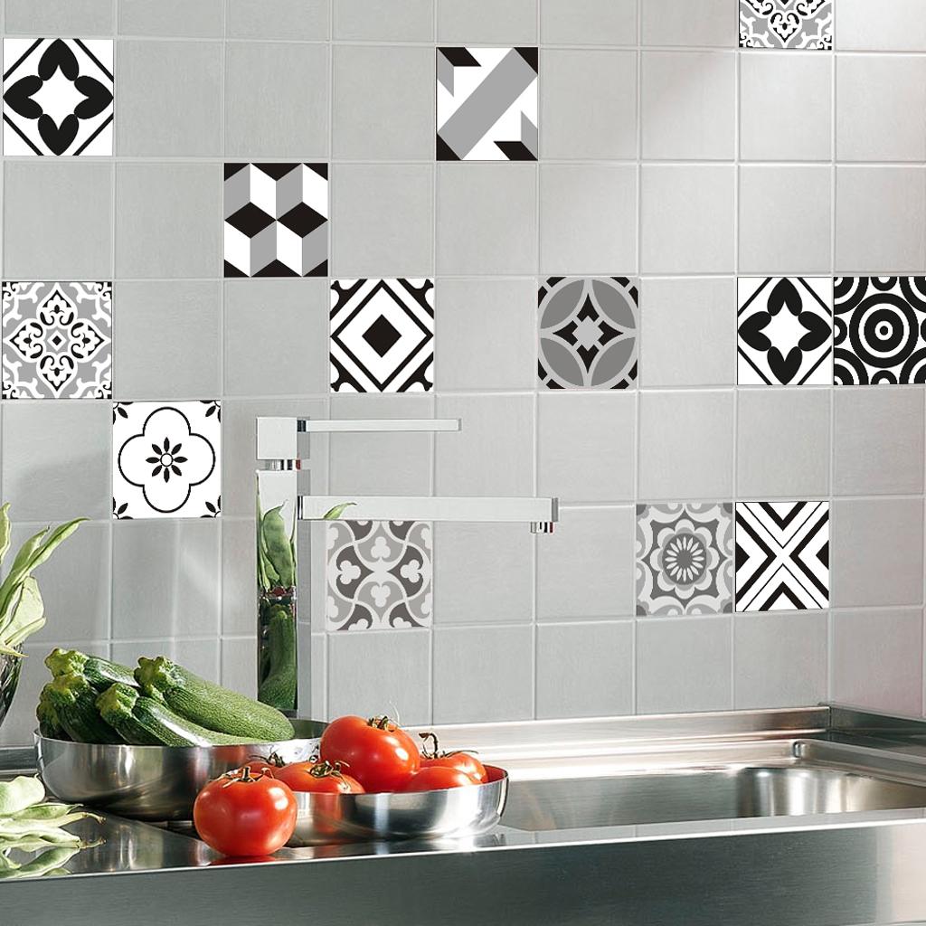 12Pieces Mosaic Wall Floor Tiles Sticker Decal Kitchen Bathroom Waterproof