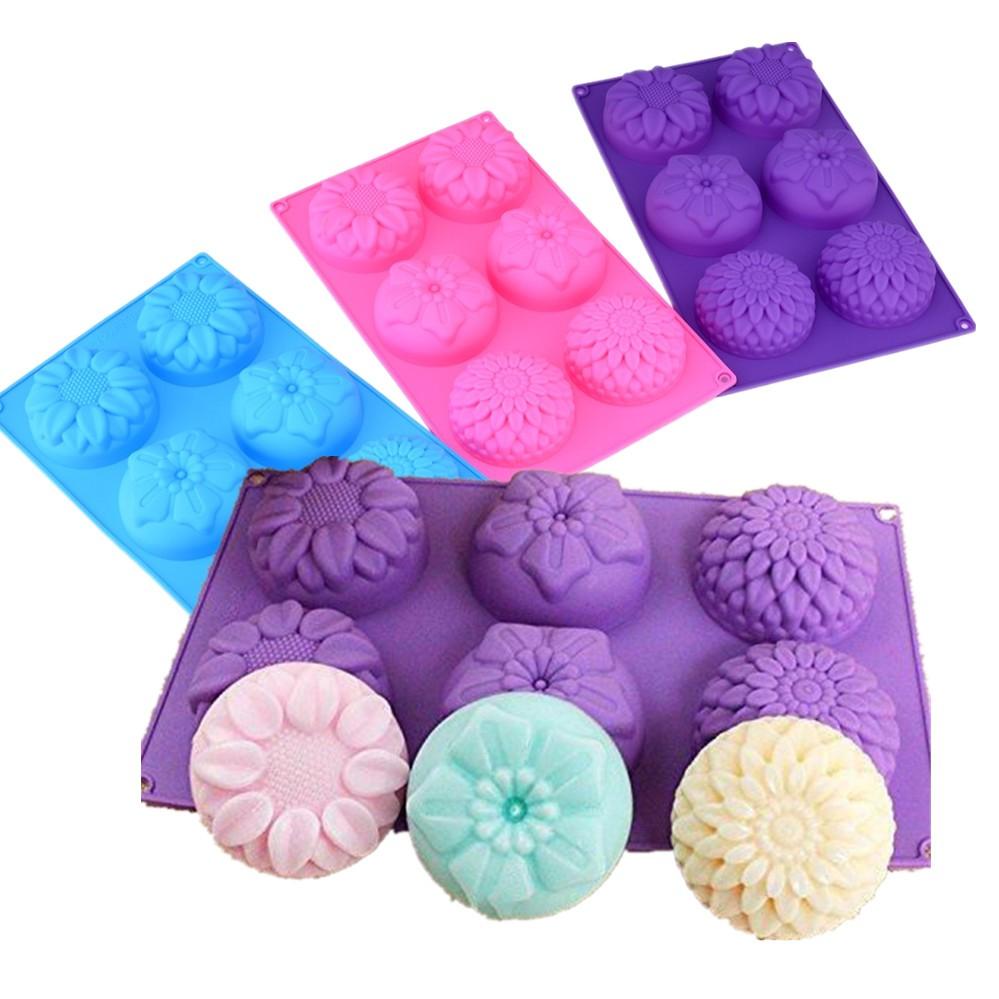 Khuôn silicone tạo hình hoa làm bánh kẹo 6 ngăn đa dụng