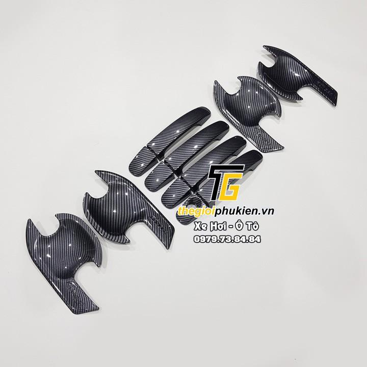 Bộ ốp tay nắm cửa không từ, hõm cửa xe Ford Everest 2016-2021 vân Carbon