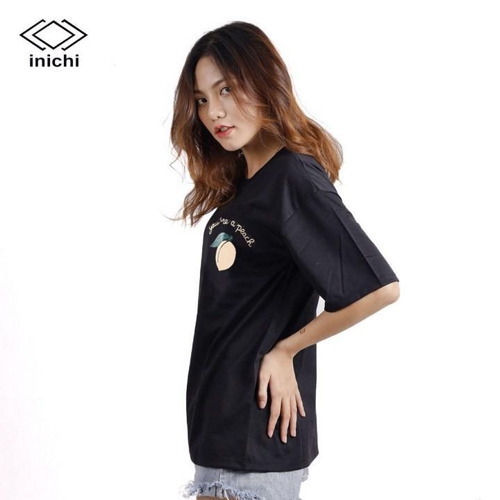 Áo thun INICHI unisex tay lỡ form rộng phong cách, in hình quả đào - IC649