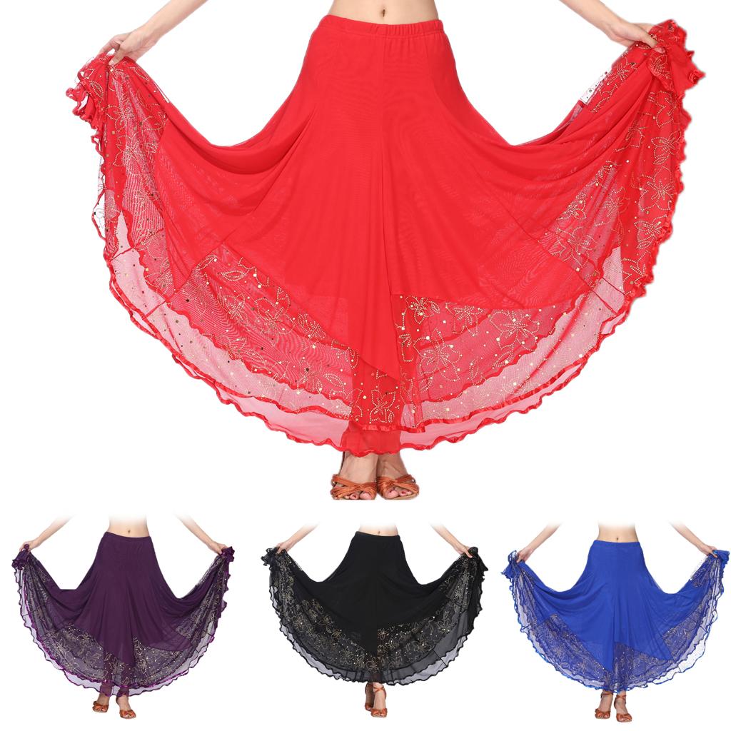 Women’s Flamenco Ballroom Dance Skirt Full Circle Swing Skirt Costume
