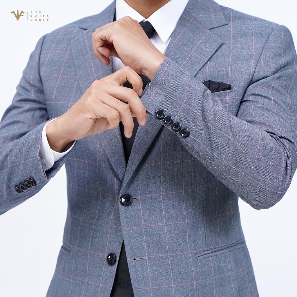 Bộ vest nam xám kẻ ô, suits sartorial, form ôm The Suits House