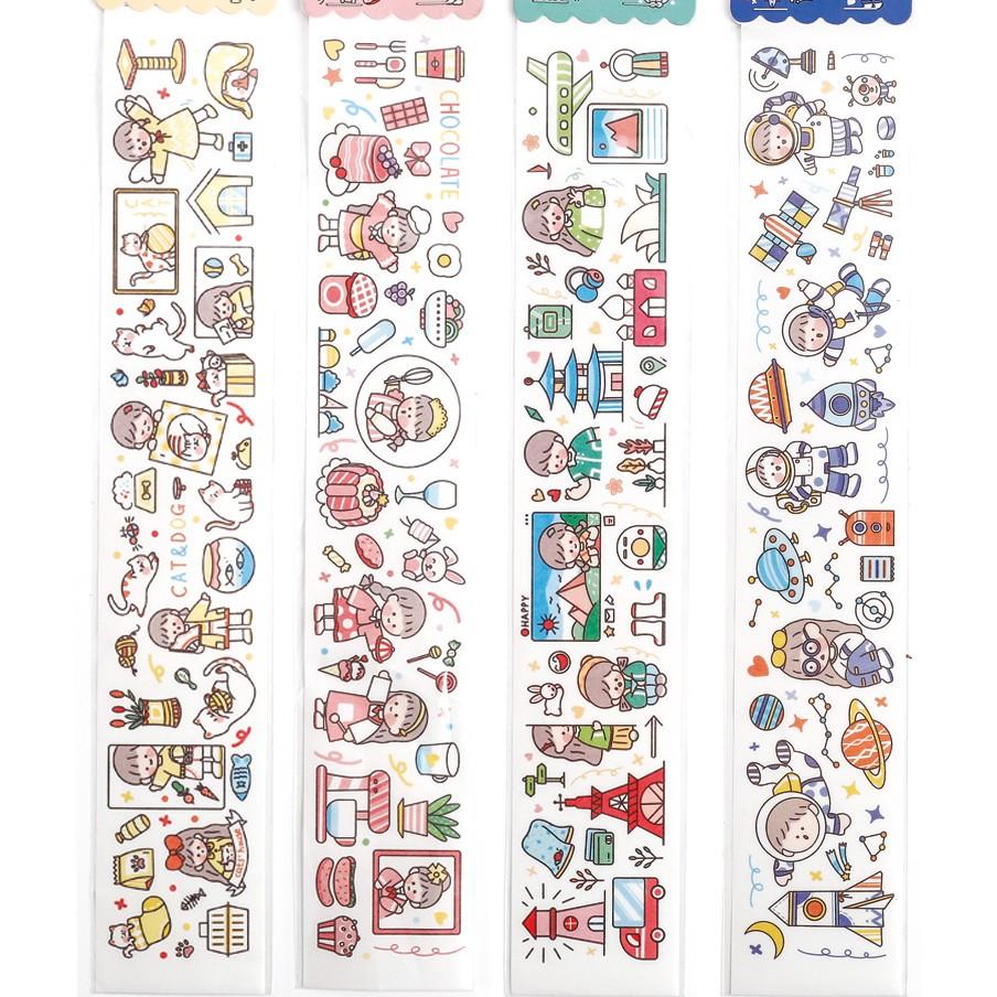 Cuộn Băng Dính Sticker Nhãn Dán Washi Dùng Trang Trí Sổ Lưu Bút ST173