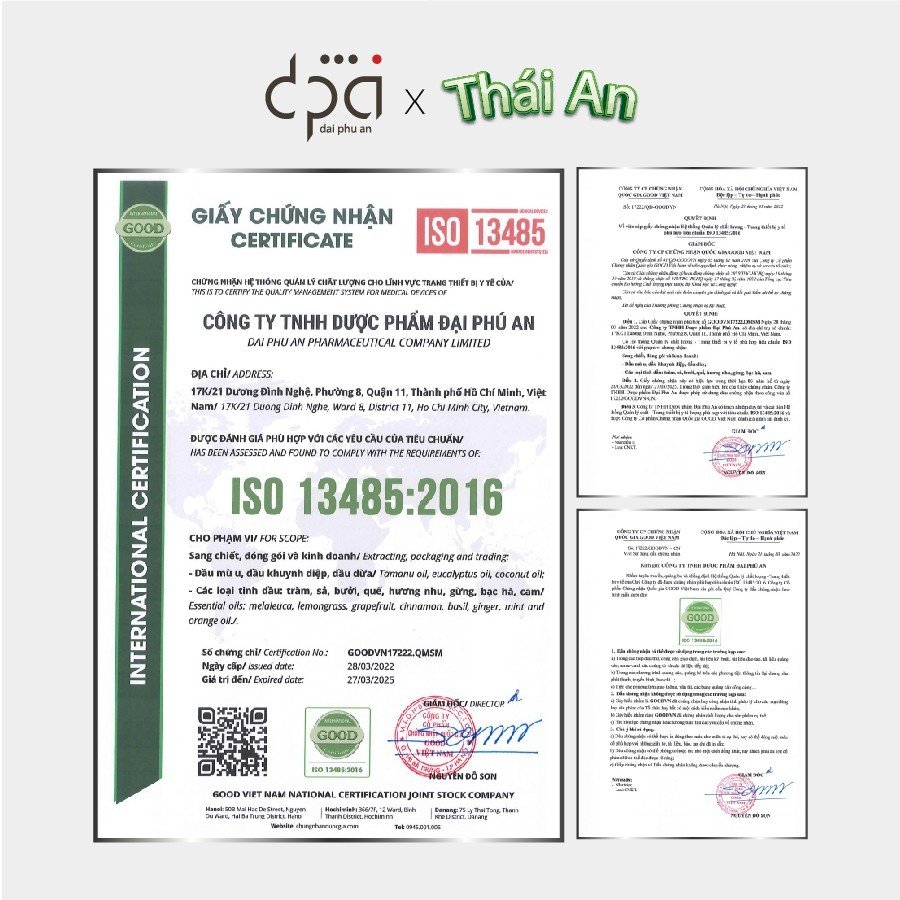 Tinh dầu Quế Thái An - Đạt chứng nhận ISO toàn cầu 13485 - Tinh dầu Xông Hương Kháng Khuẩn, Làm Ấm Cơ Thể, Cải Thiện Giấc Ngủ, Relax Thư Giãn