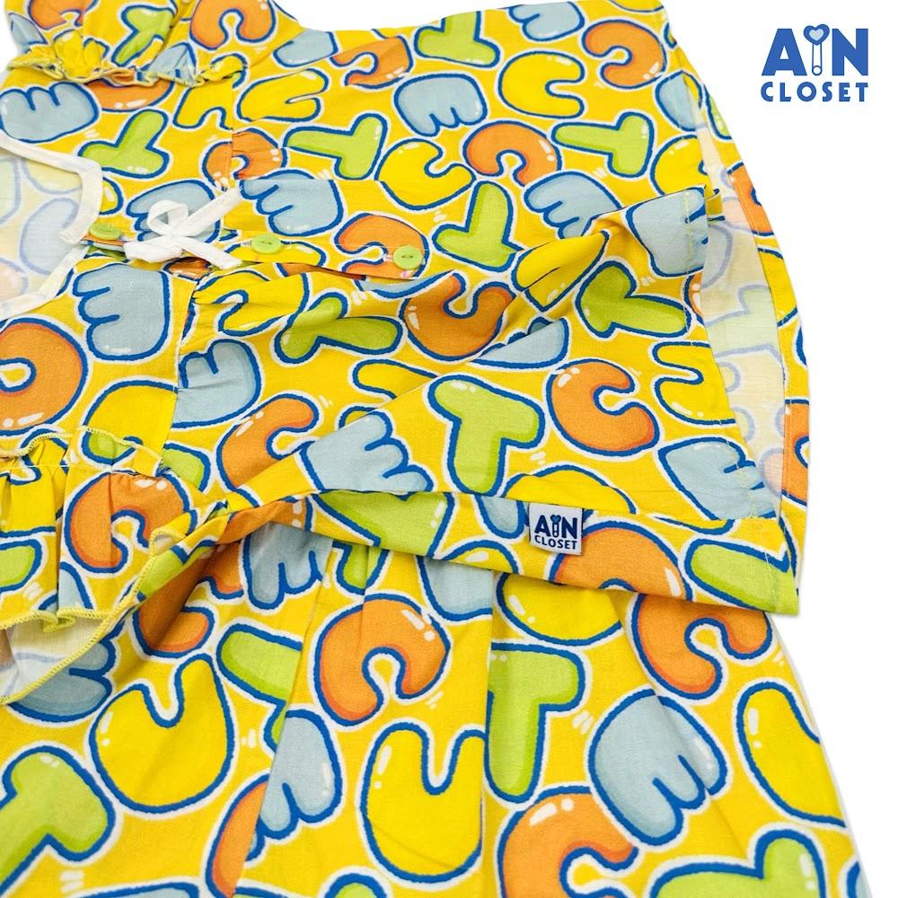 Bộ quần áo Ngắn bé gái họa tiết Chữ Cute Vàng cotton - AICDBGX4HZNX - AIN Closet