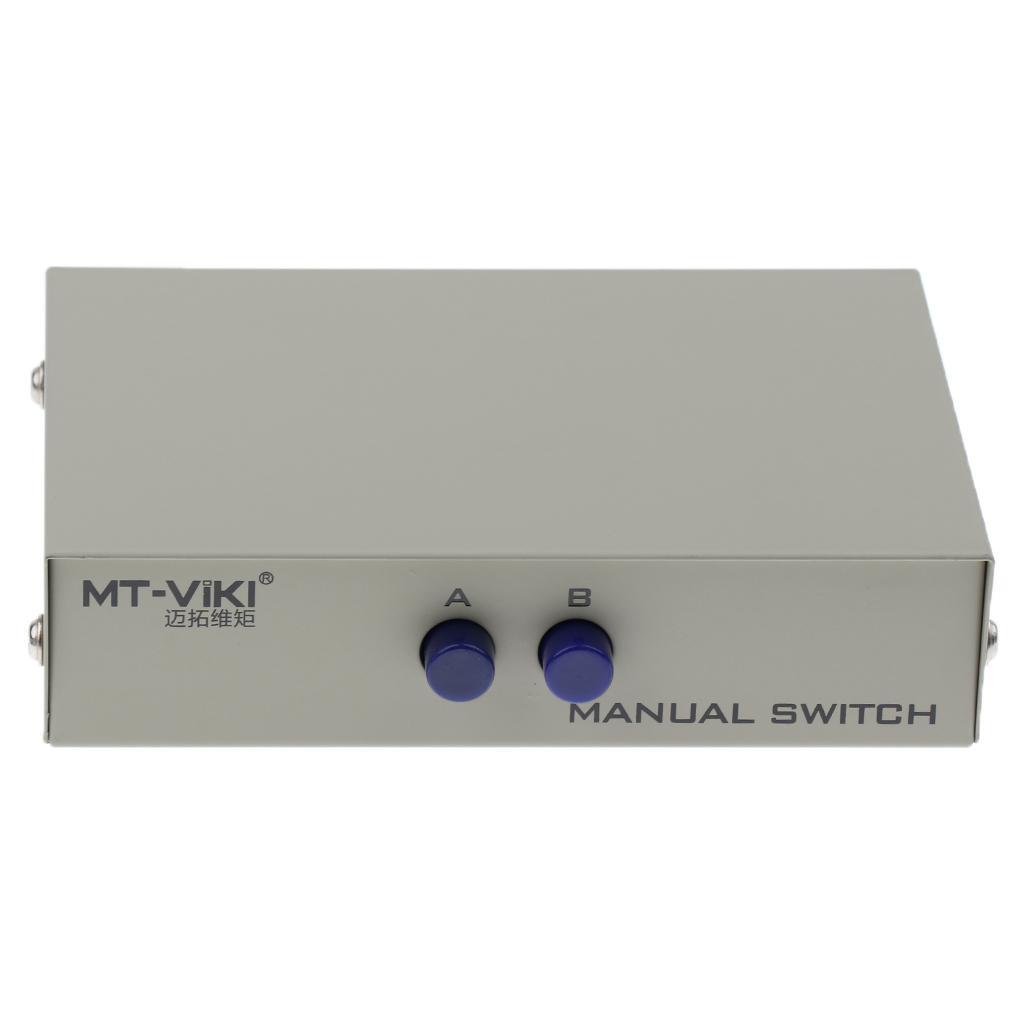 2Pcs PC Printer DB9 Pin 2Ports Manual Serial RS232 Switch Box Metal Housing