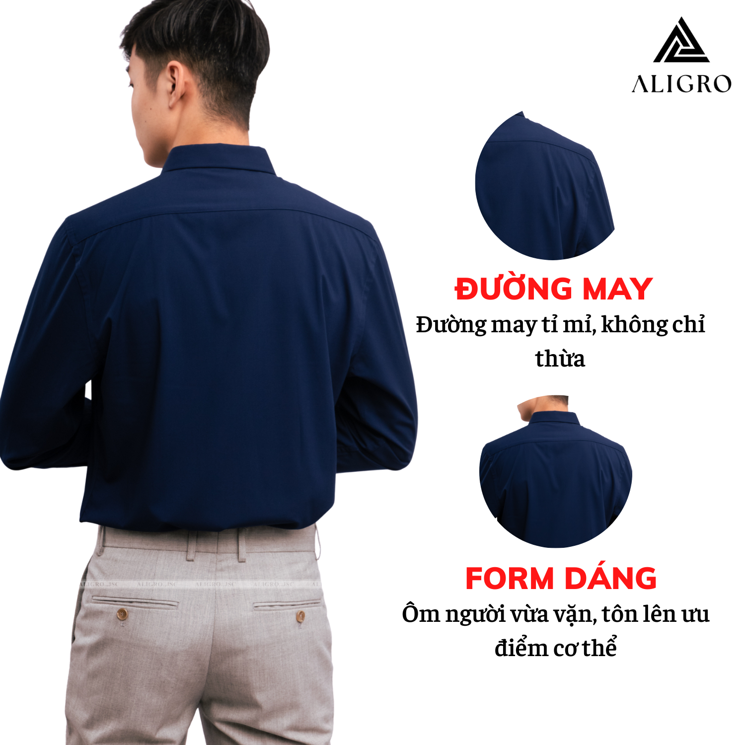Áo sơ mi dài tay ALIGRO tím than form slimfit ALGS173