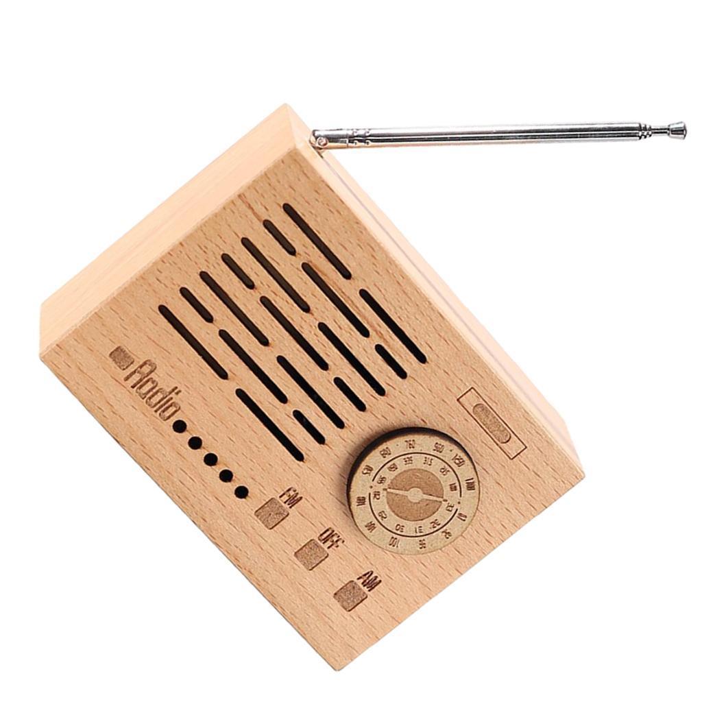 Wooden Music Box Retro Clockwork Radio Desktop Decoration Gift