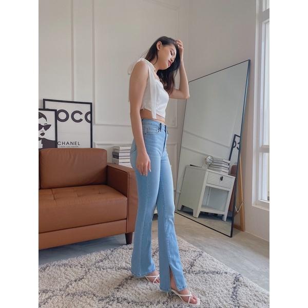 Quần jean ống loe lưng cao REVERCLOTHINGS Split High Waisted Jeans