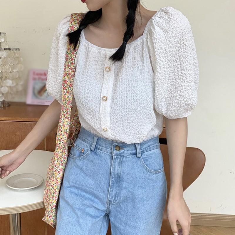 Áo Thun Nữ Tay Ngắn Màu Trơn Phong Cách Hàn Quốc