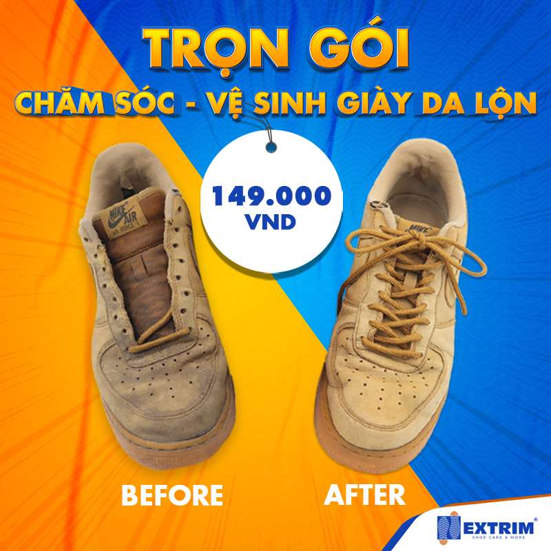 HCM E-voucher - Trọn gói Làm sạch giày + Dưỡng ẩm + Phục hồi khô cứng cho Giày da lộn