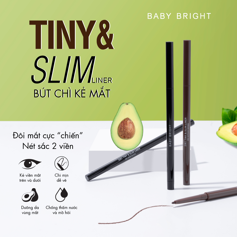 Bút kẻ mắt 2 in 1 Baby Bright Tiny &amp; Slim Liner 0.1g