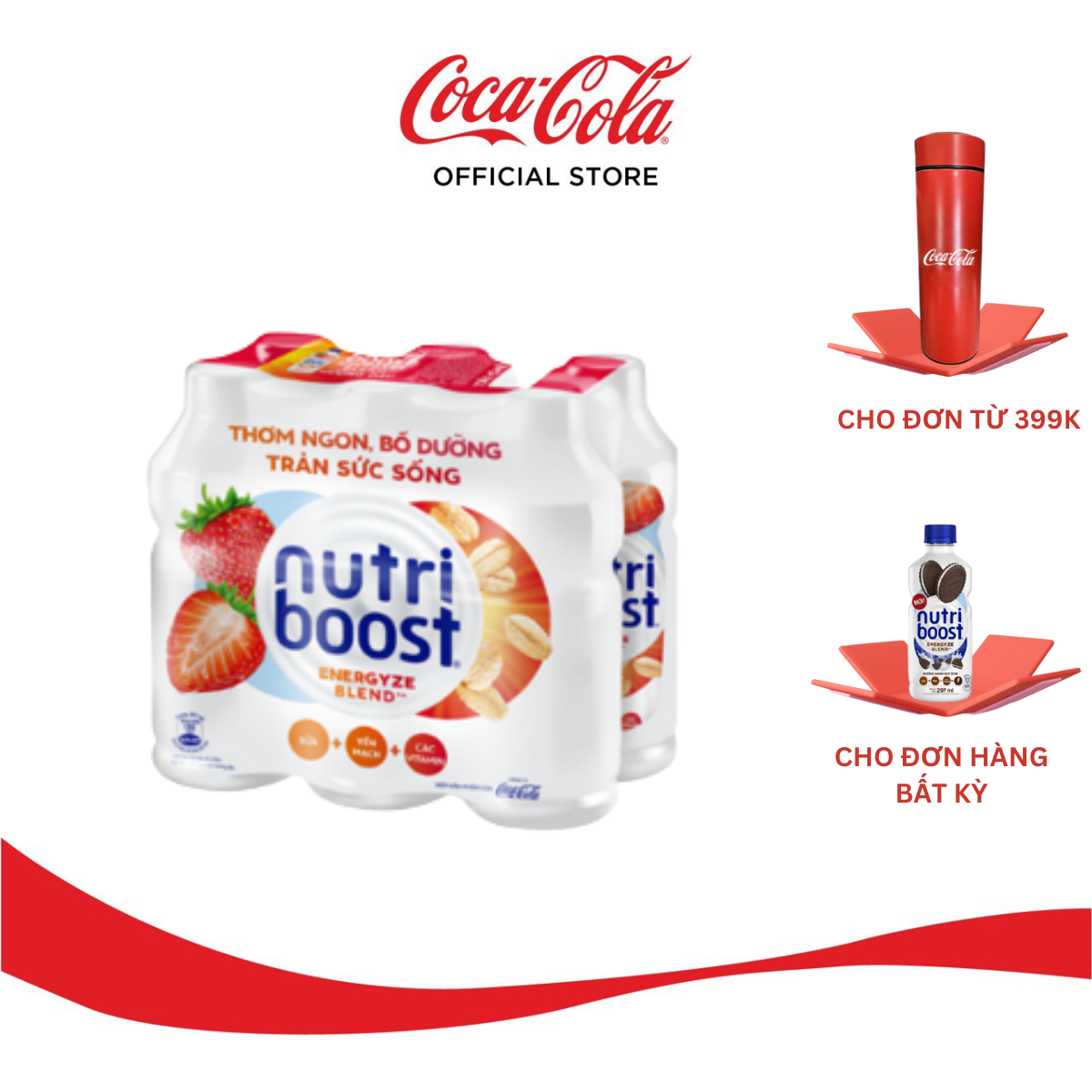 Lốc 6 Chai Thực phẩm bổ sung Nước uống sữa trái cây Nutriboost Energyze Blend. 297ml/Chai  Coca-Cola Official Store