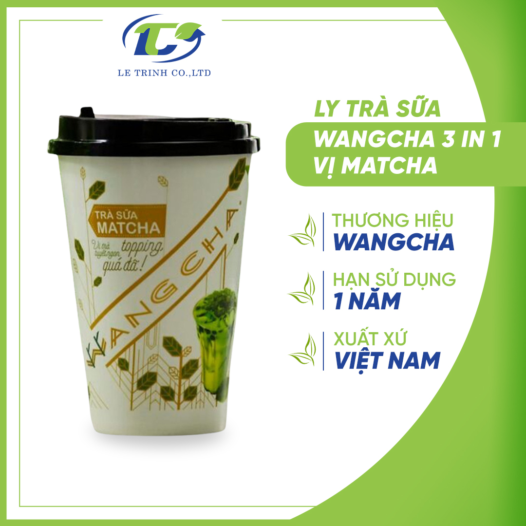 Ly Trà Sữa Wangcha vị Matcha cao cấp - Bột Trà Sữa Matcha thơm ngon có thạch 3Q ngọc trai thơm ngon đi kèm - Trà Sữa Vị Matcha tiện lợi, dễ sử dụng (100gr/ly)