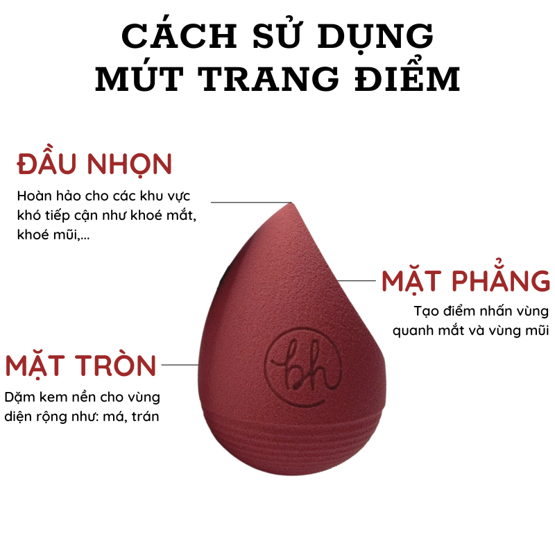 Mút Trang Điểm BH Cosmetics Blender Makeup Sponge (Đỏ Đô)