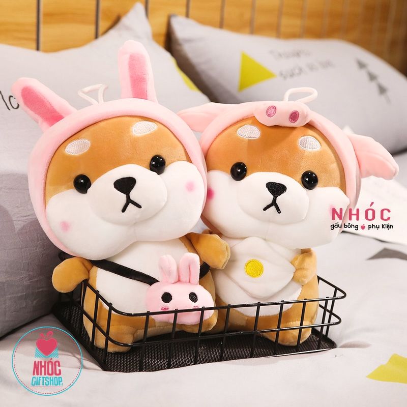 Gấu Bông Hoạt Hình Chó Shiba Cosplay Đội Nón Thú Lông Mịn Bông Mềm Hàng Cao Cấp Đồ Chơi Cho Bé An Toàn Dễ Thương Size 20