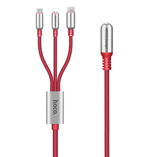 Cáp Sạc 3 Đầu Cao Cấp Micro USB/ Lightning/ Typec Hoco U17 Capsule (1.5m) - Hàng Nhập Khẩu