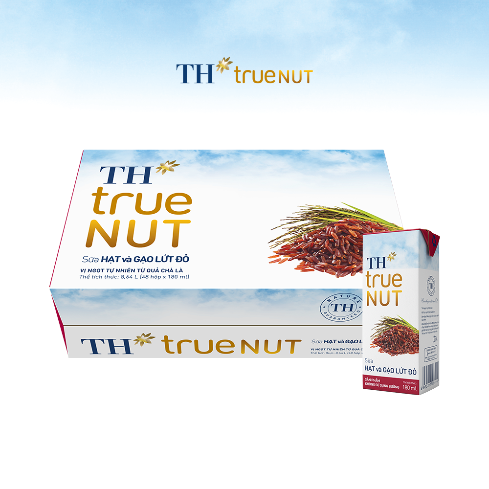 Thùng 48 hộp sữa hạt và gạo lứt đỏ TH true NUT 180 ml (180 ml x 48)